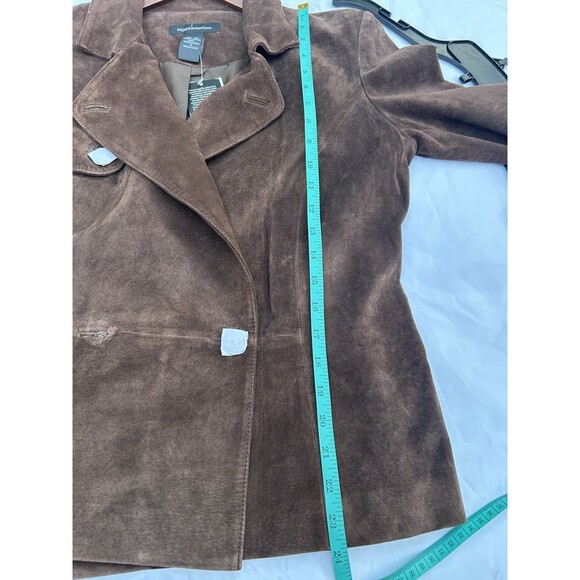 New Moda International Suede Brown Leather Biker Jacket Womens Size 10 No Belt - Picture 9 of 13